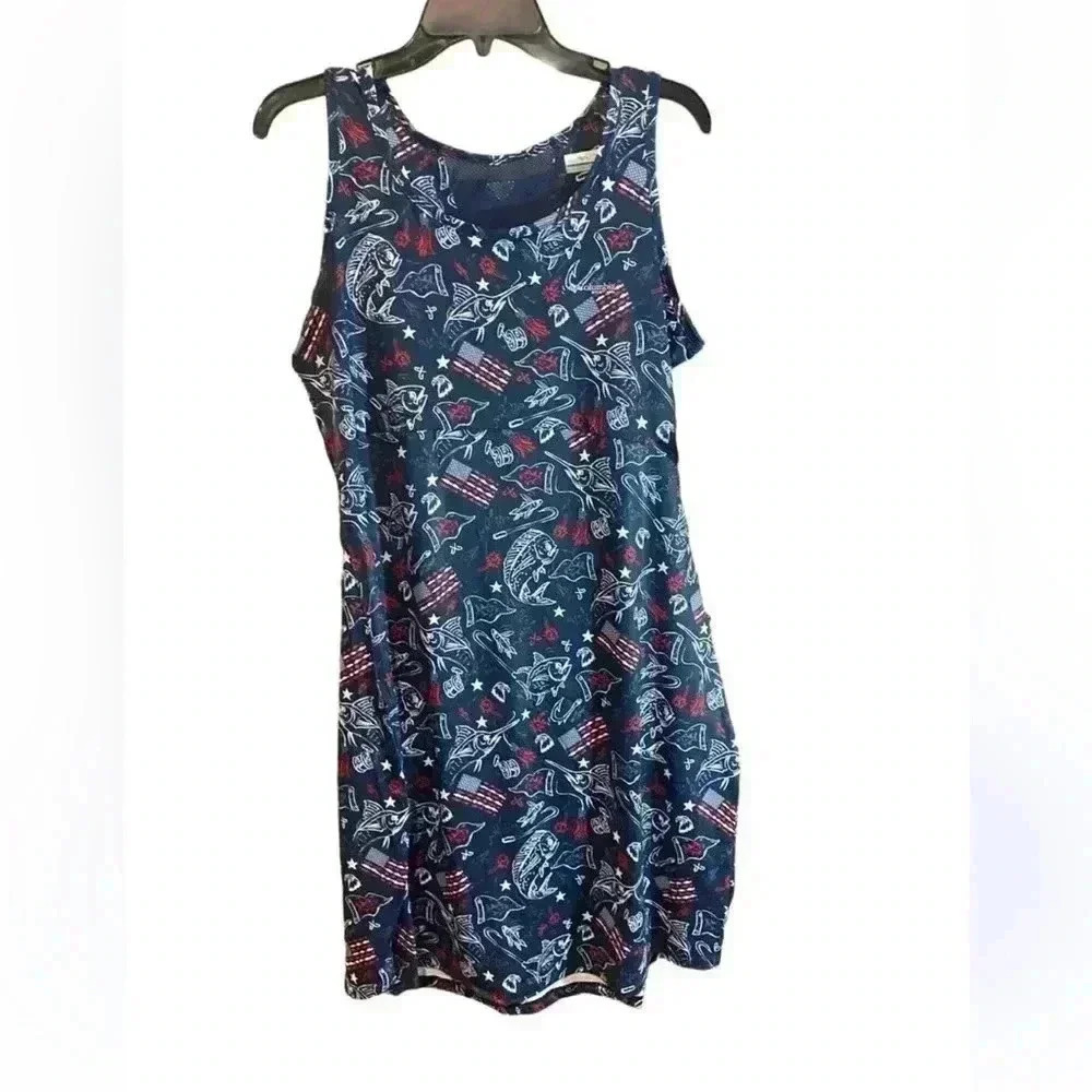 COLUMBIA Women's Size S PFG Freezer 3 III 4th of July America Merica Tank Dress